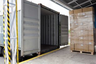 An opened truck on a loading dock